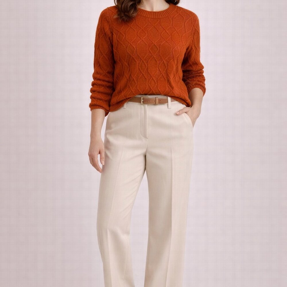 Talbot Lpetite Dark Orange Sweater Acrylic Blend Long Sleeve Cozy Warm - Picture 1 of 6